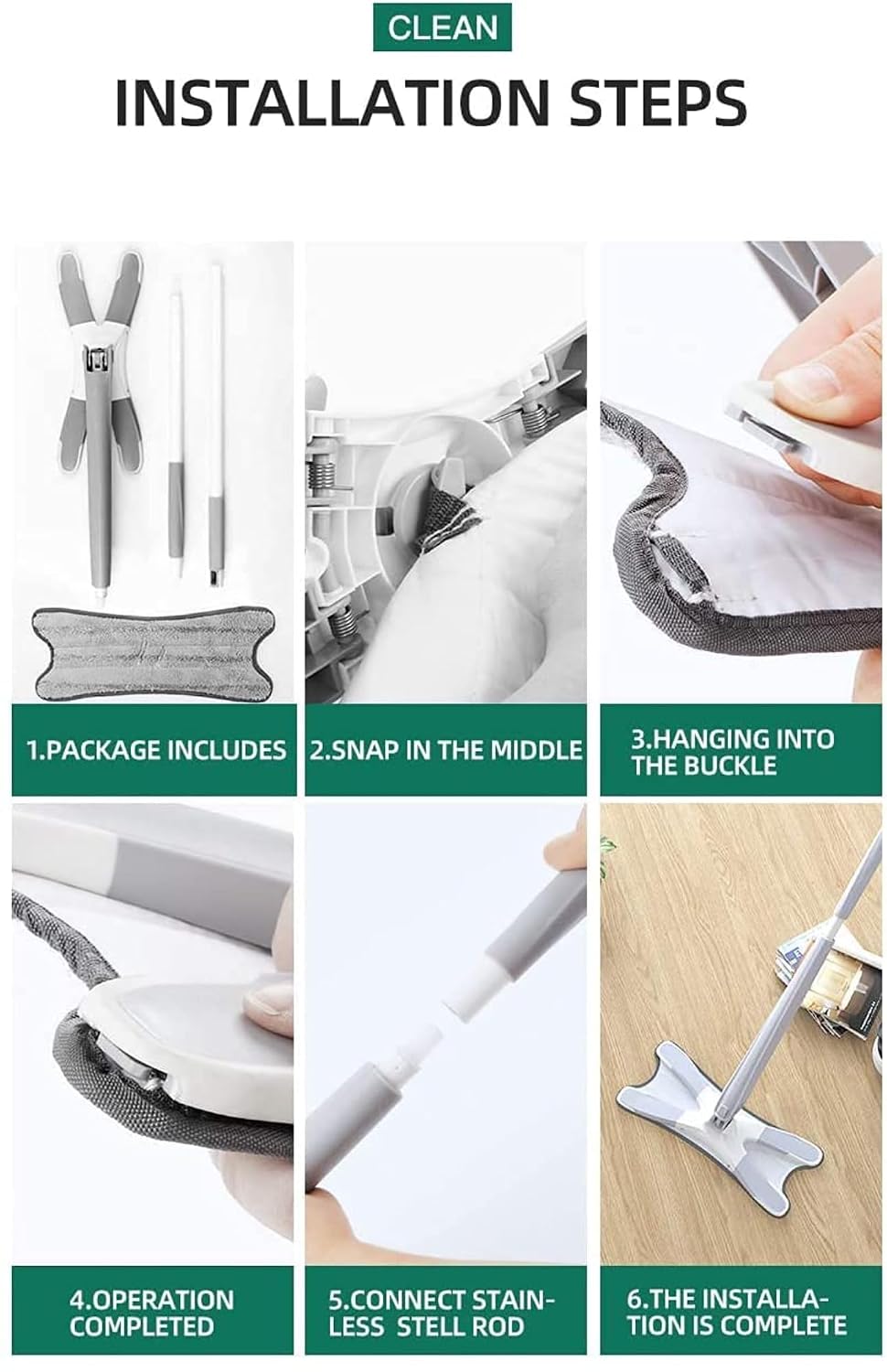Self-Wringing X-Shape Flat Mop
