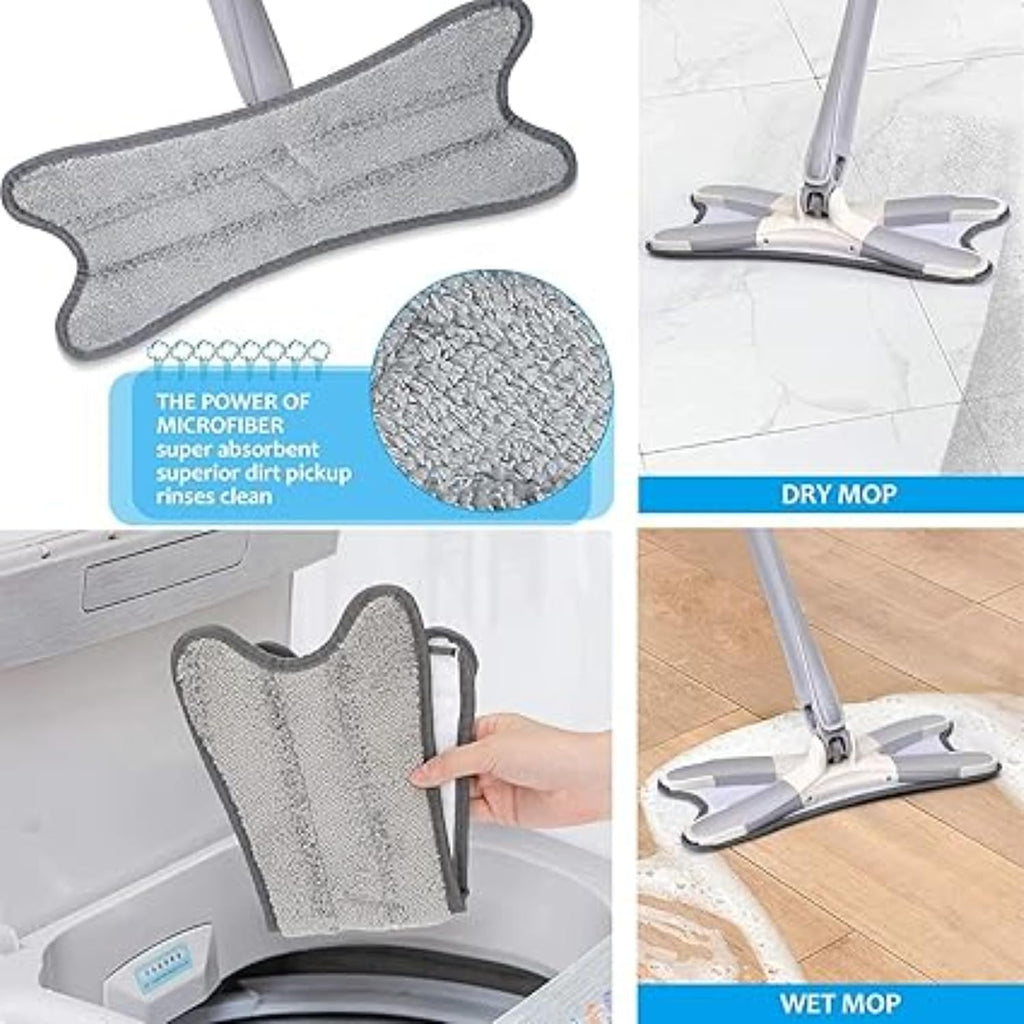 Self-Wringing X-Shape Flat Mop